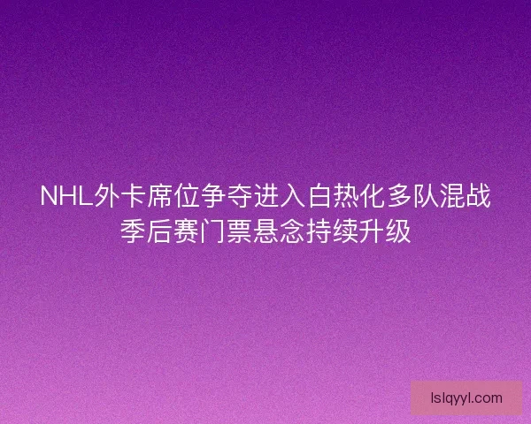 NHL外卡席位争夺进入白热化多队混战季后赛门票悬念持续升级
